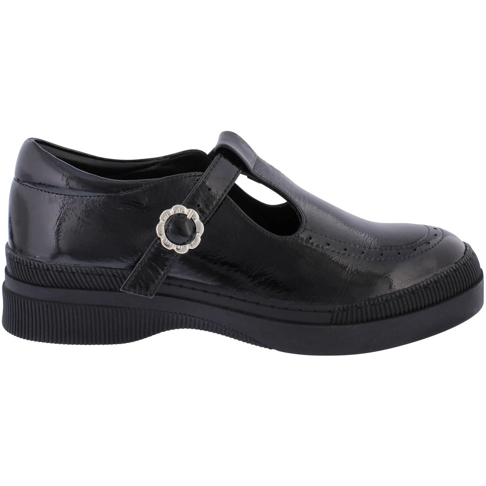 Adesso A7014 Leigh Ladies Black Patent Leather T-bar Shoes