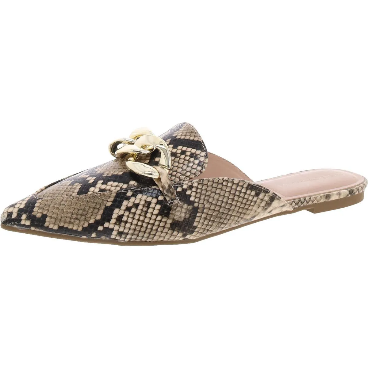 BCBGeneration Womens Faux Leather Chain Mules