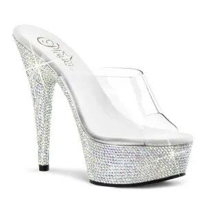 BEJEWELED-601DM Clear & Silver Peep Toe High Heel