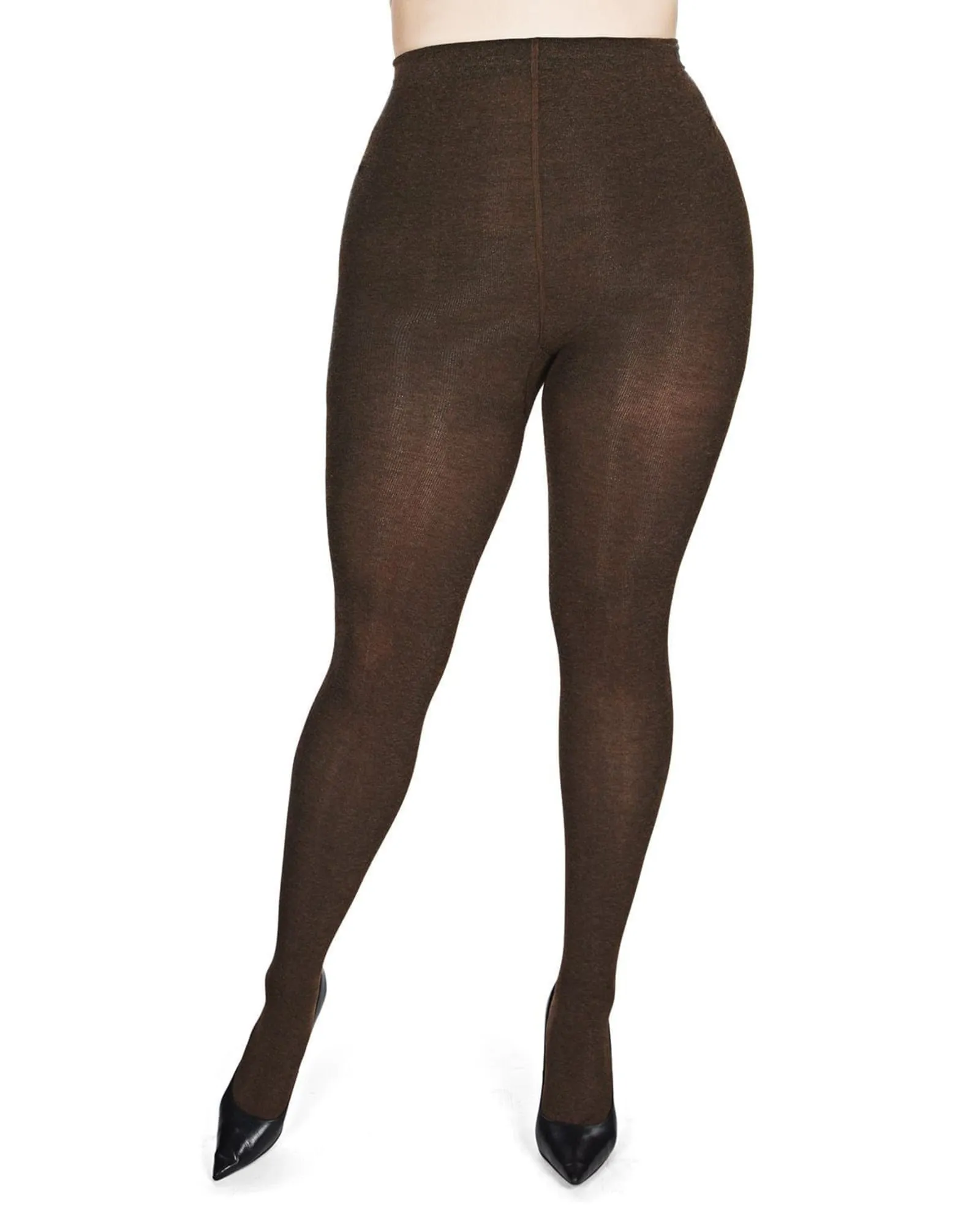 Brooklyn Flat Knit Cotton Blend Sweater Tights | Brown Heather