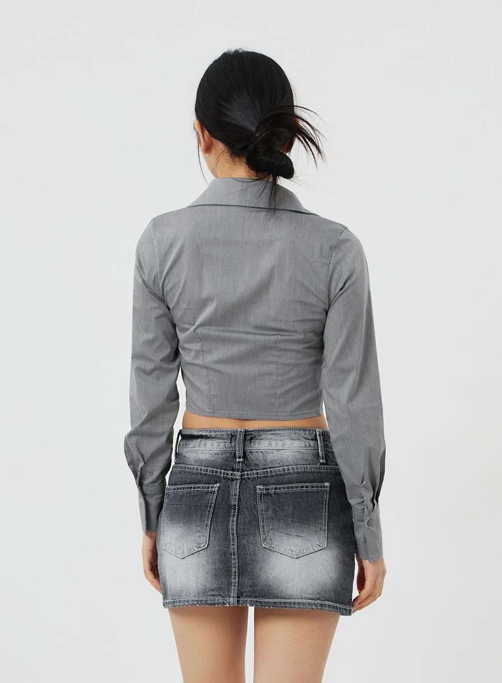 Button Cropped Shirt CF324