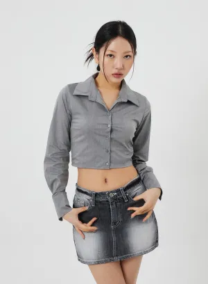Button Cropped Shirt CF324