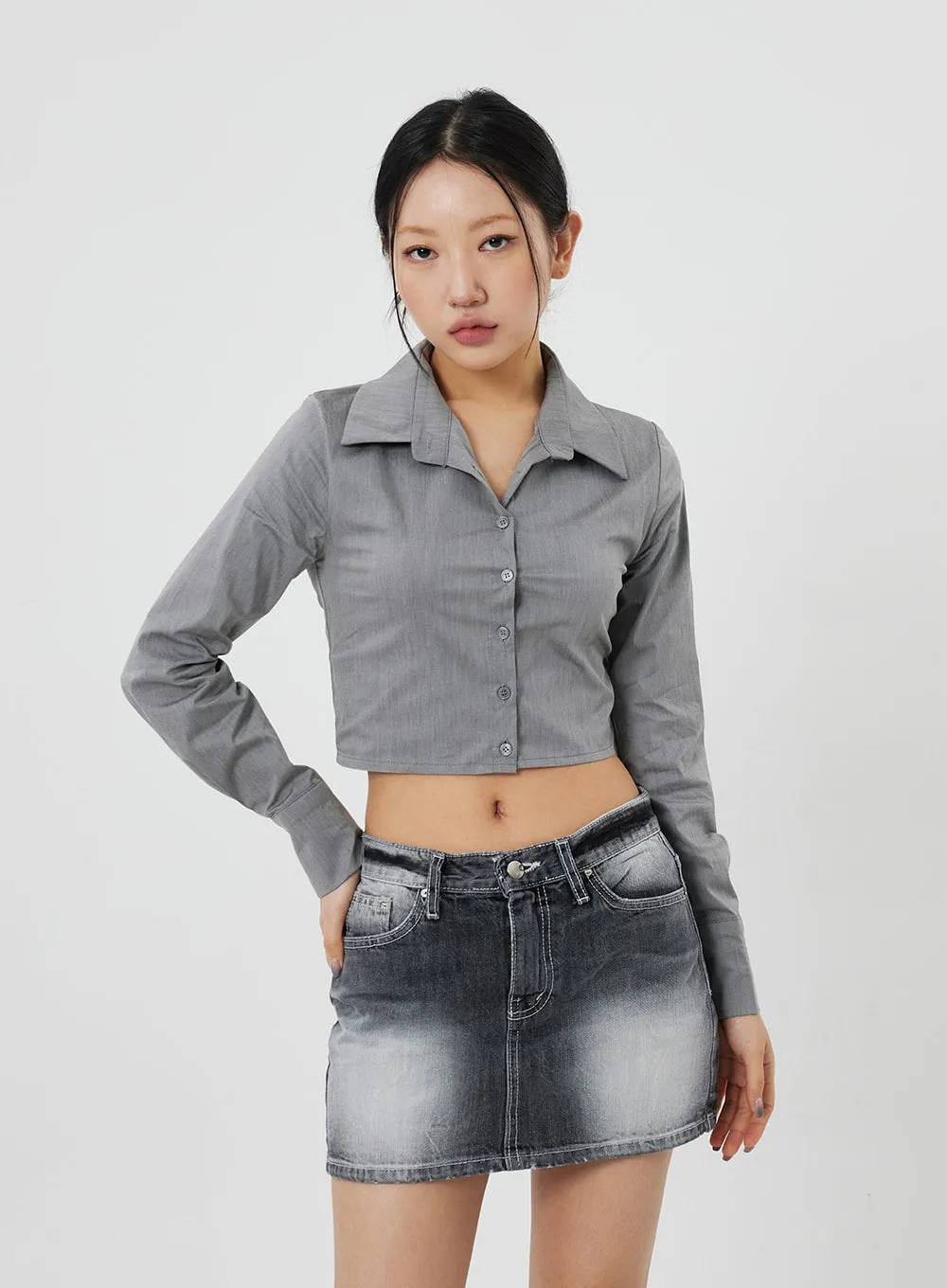 Button Cropped Shirt CF324