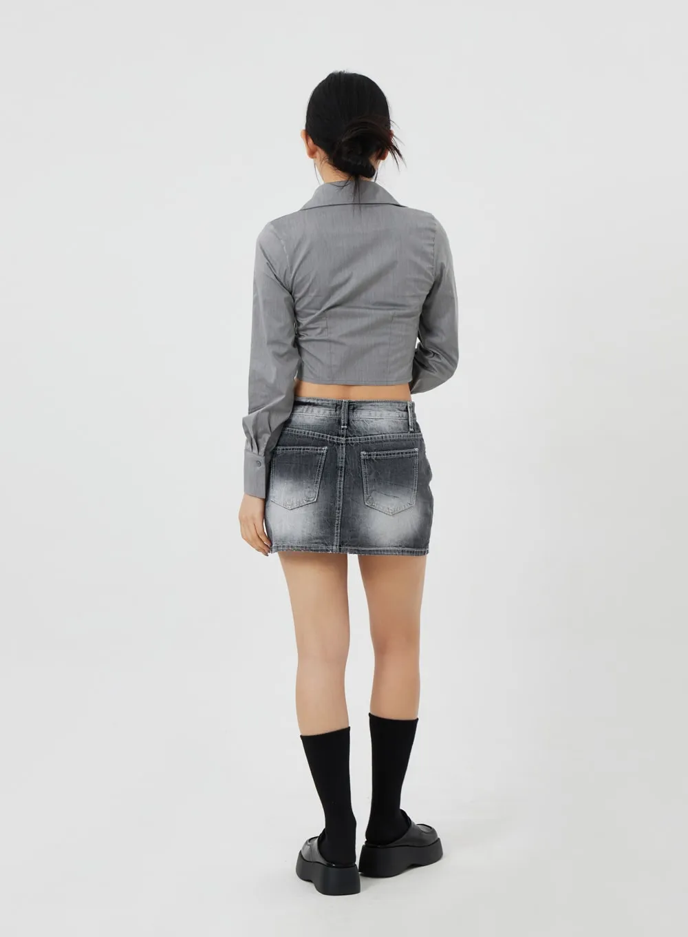 Button Cropped Shirt CF324
