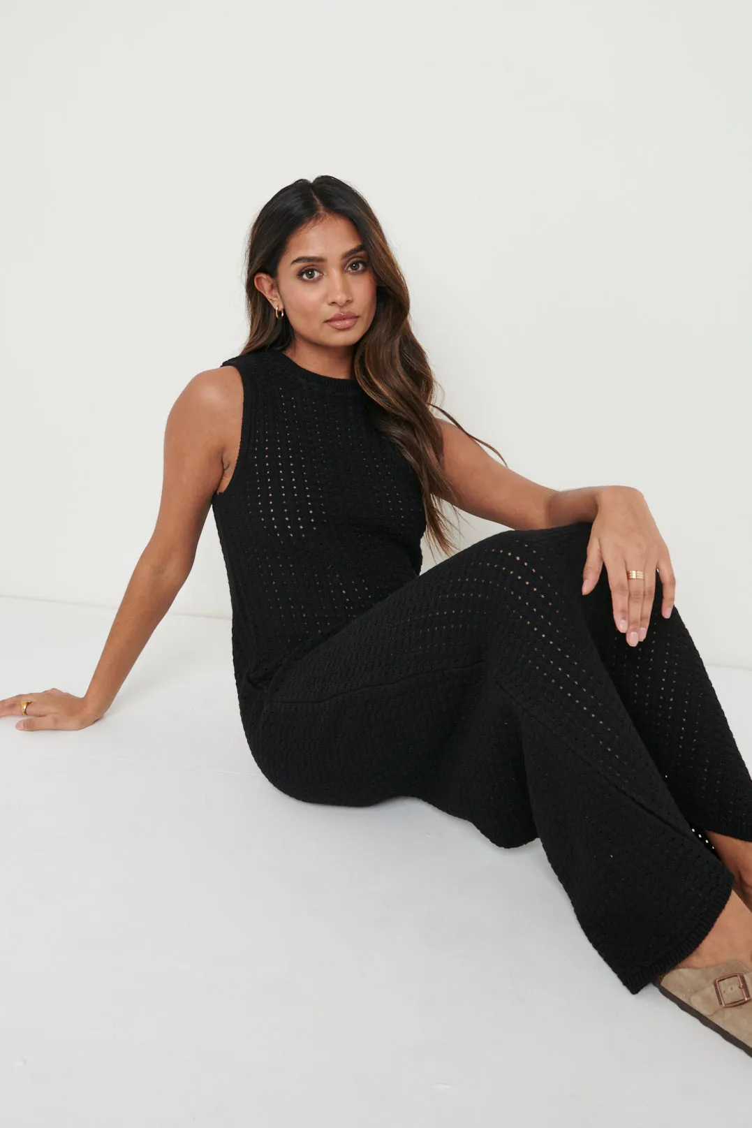 Celine Crochet Dress - Black