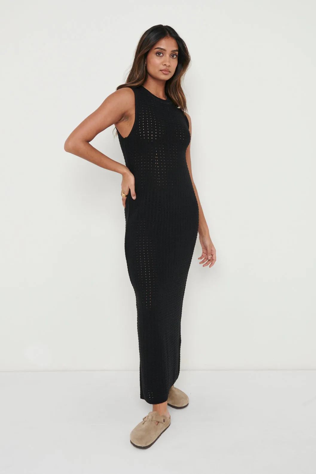 Celine Crochet Dress - Black