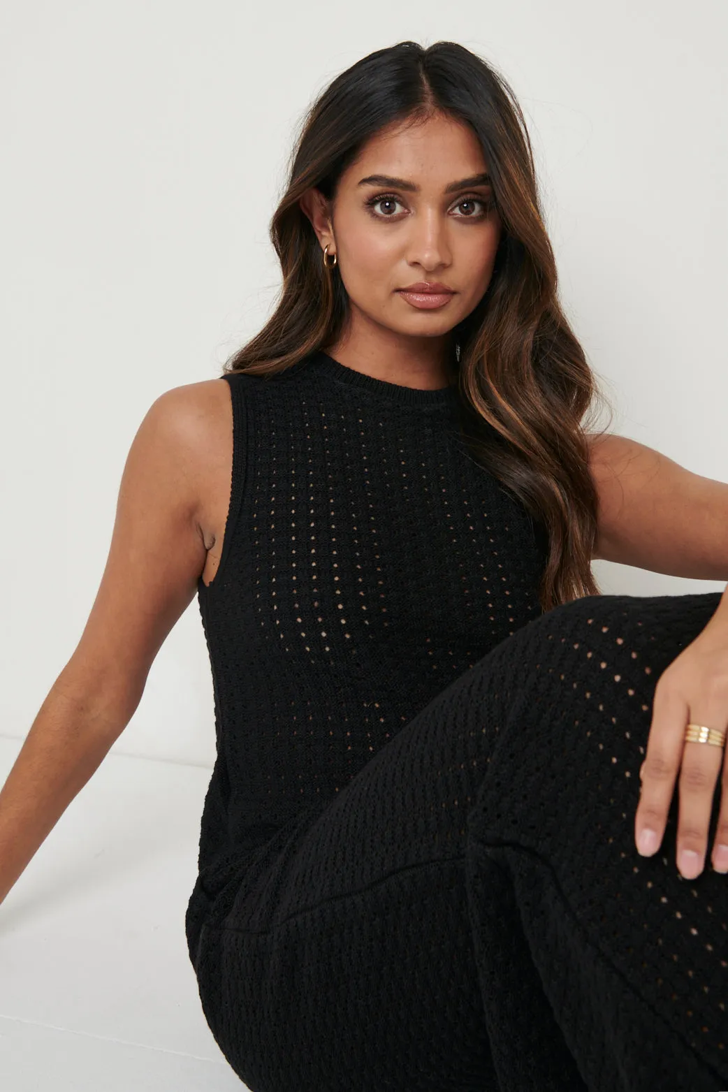 Celine Crochet Dress - Black