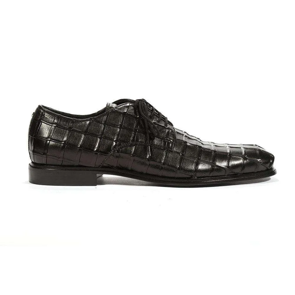 Cesare Paciotti Luxury Italian Men's Oxfords Black Nappa Plisse Designer Shoes (CPM5443)
