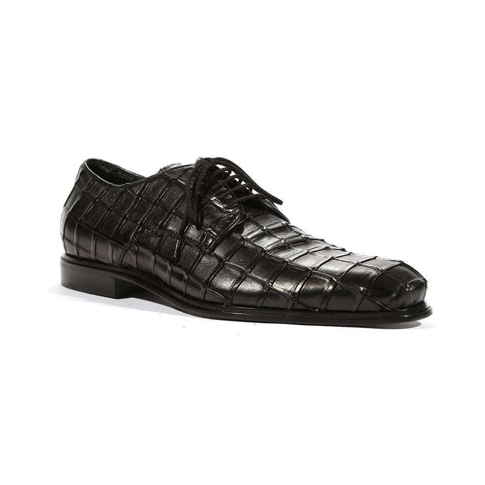 Cesare Paciotti Luxury Italian Men's Oxfords Black Nappa Plisse Designer Shoes (CPM5443)