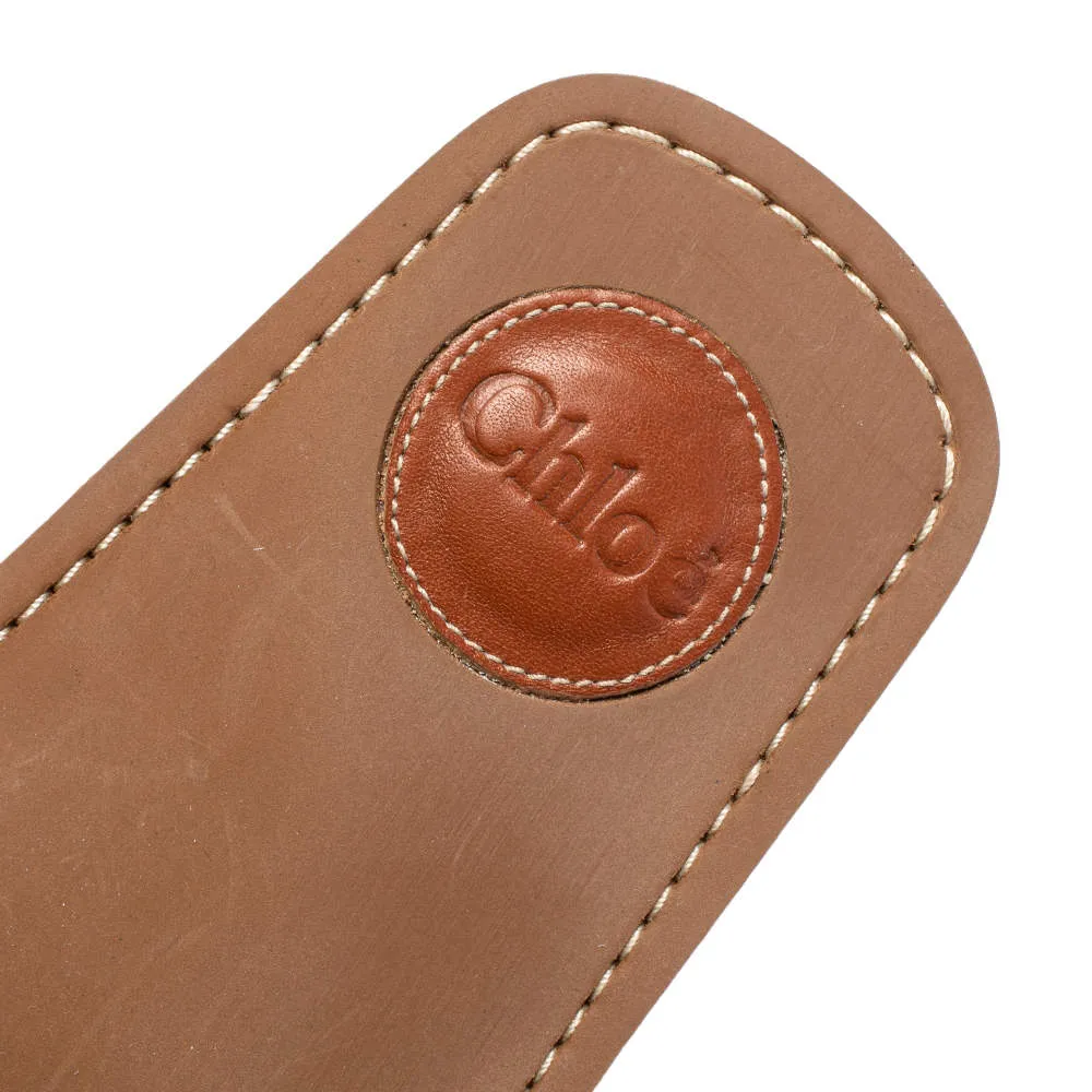 Chloé Ivory Canvas Logo Woody Flat Mules - Size 5