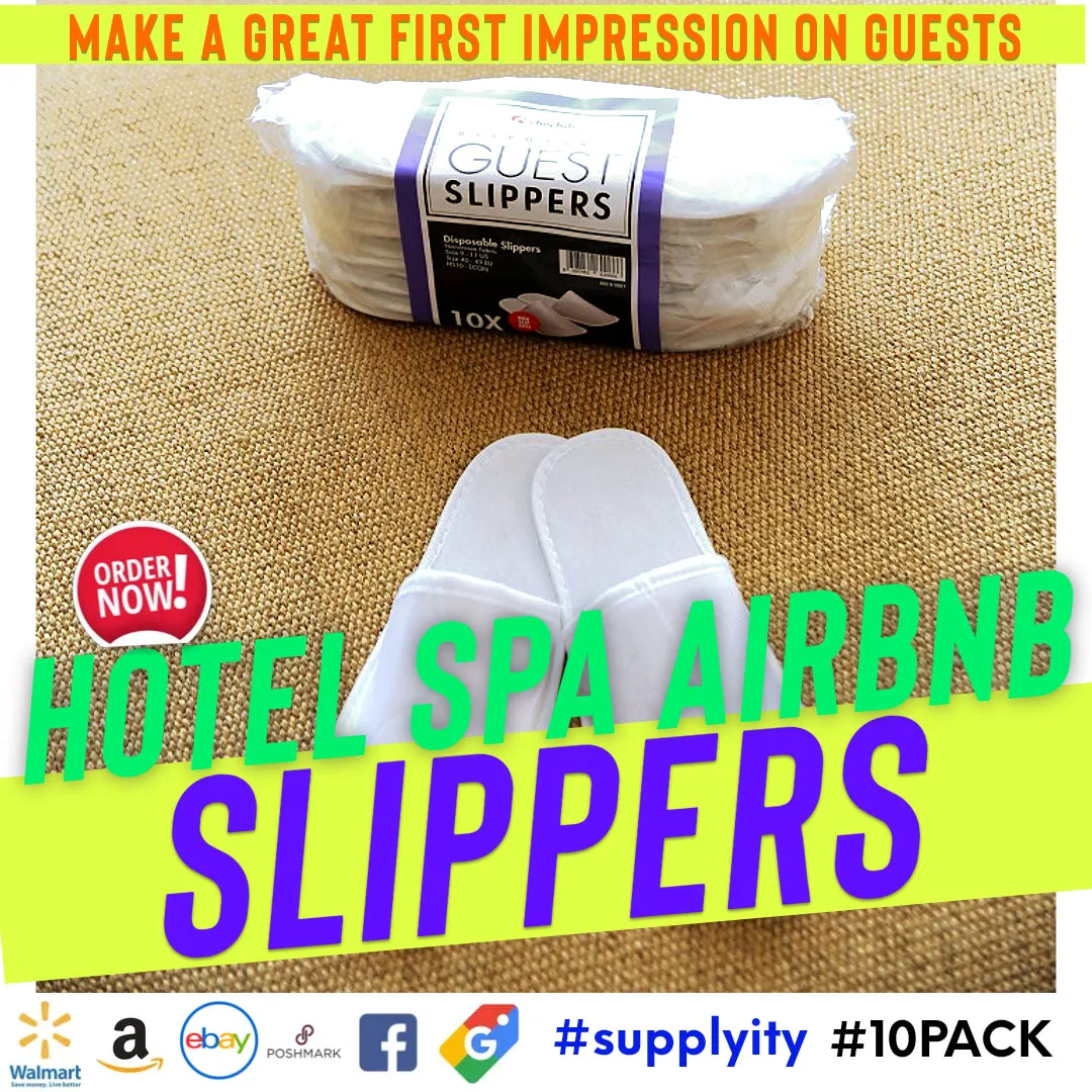 Chochili 50 Pairs Fabric Packed Non-Woven Disposable Hotel Slippers for Airbnb Spa Wedding Guests Adult Men Women Size 10-11, White