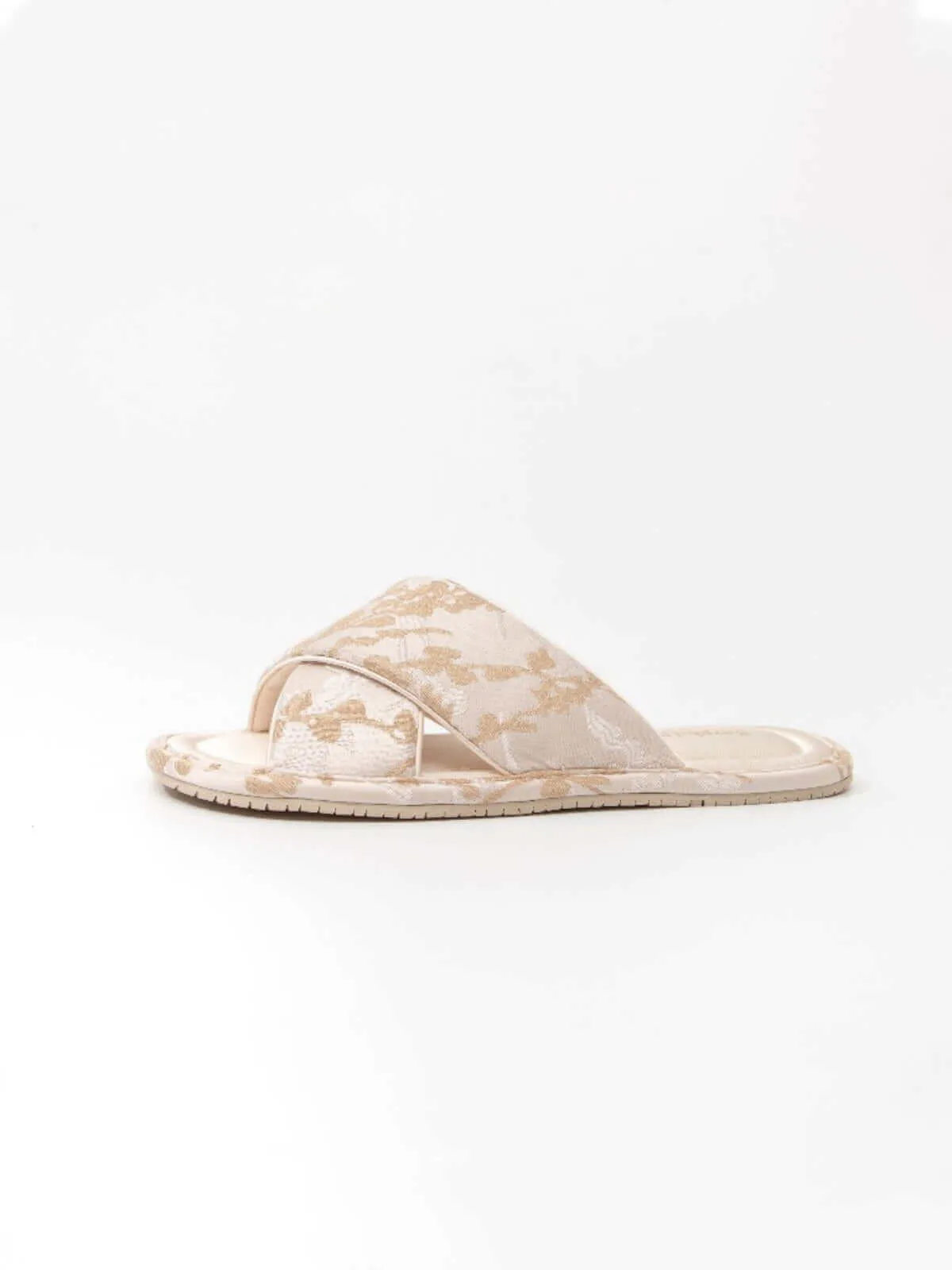 Classic Cross-Strap Embroidered Slippers