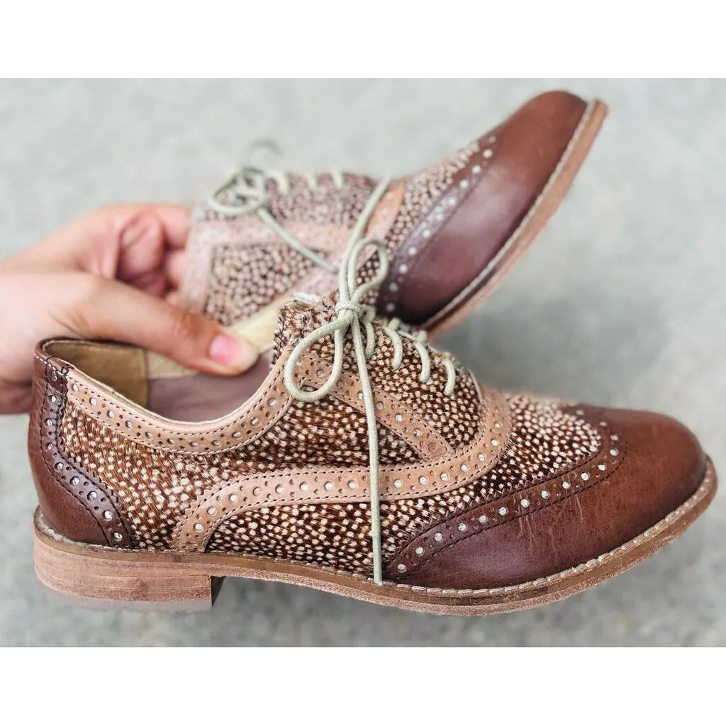 Cole Haan Skylar Calf Hair Oxfords - Size 5.5