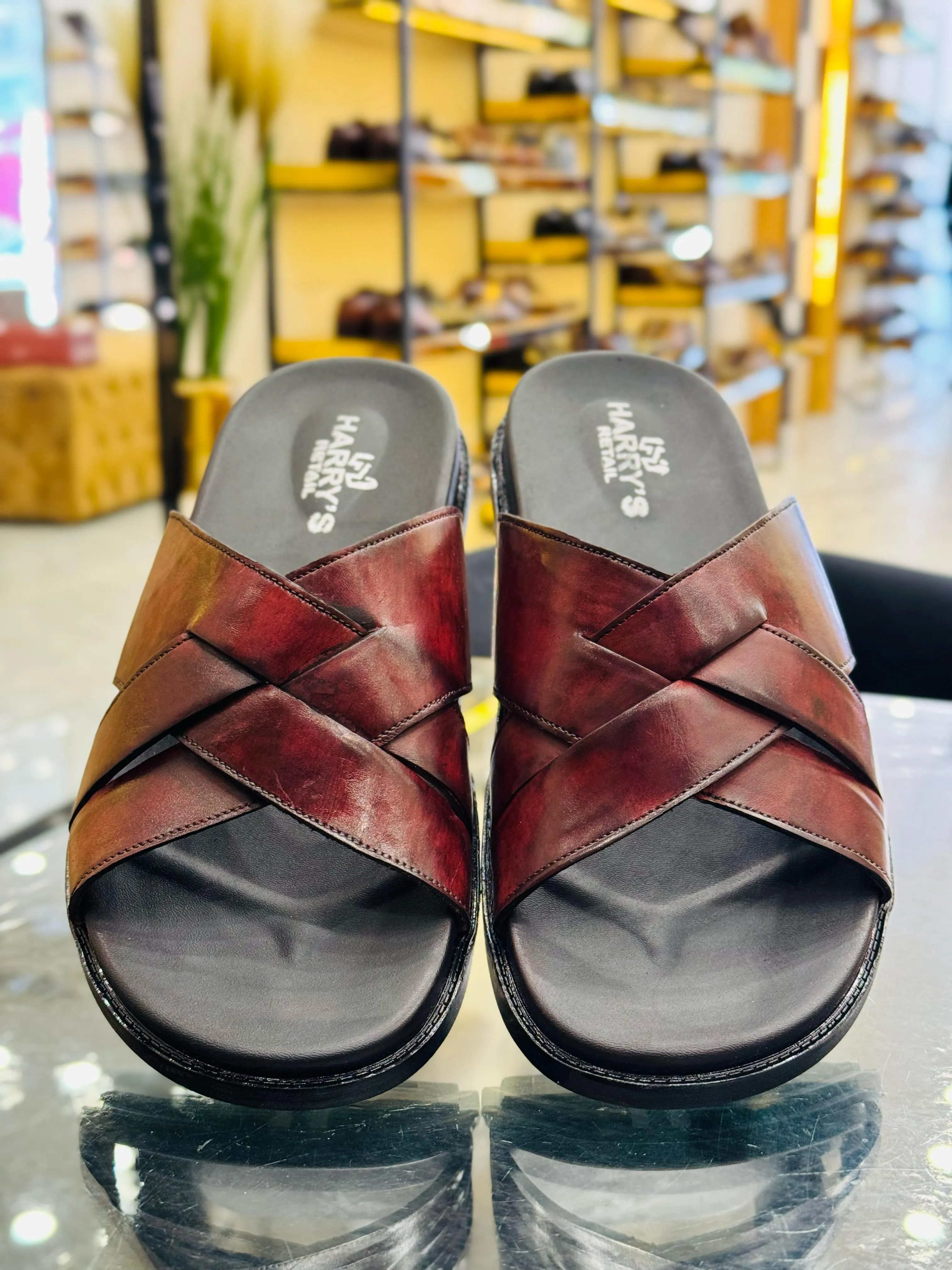 CROSS STRAP SLIPPERS