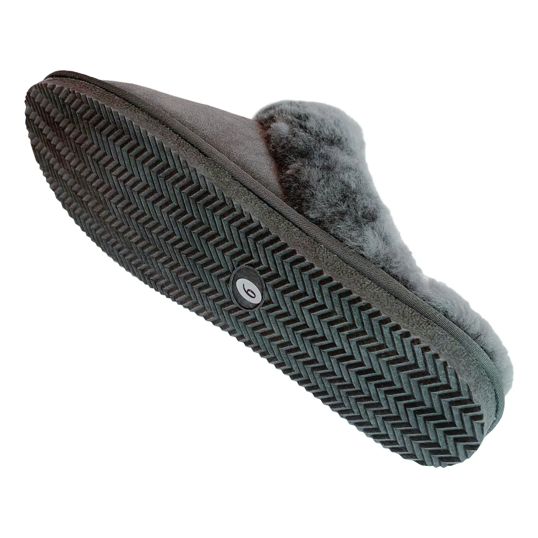 Deluxe Ladies 'Daisy' Sheepskin Slipper Mule - Grey