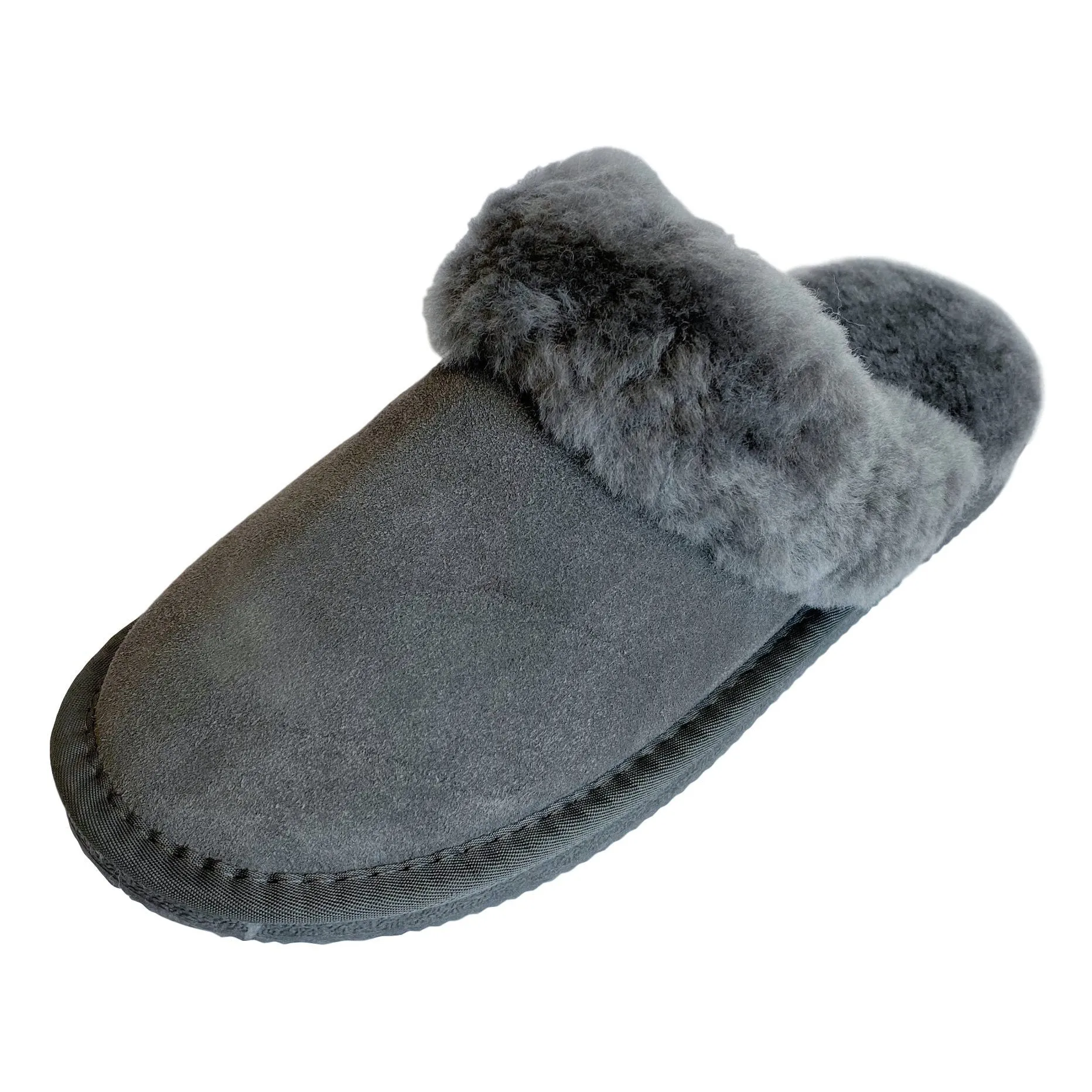 Deluxe Ladies 'Daisy' Sheepskin Slipper Mule - Grey