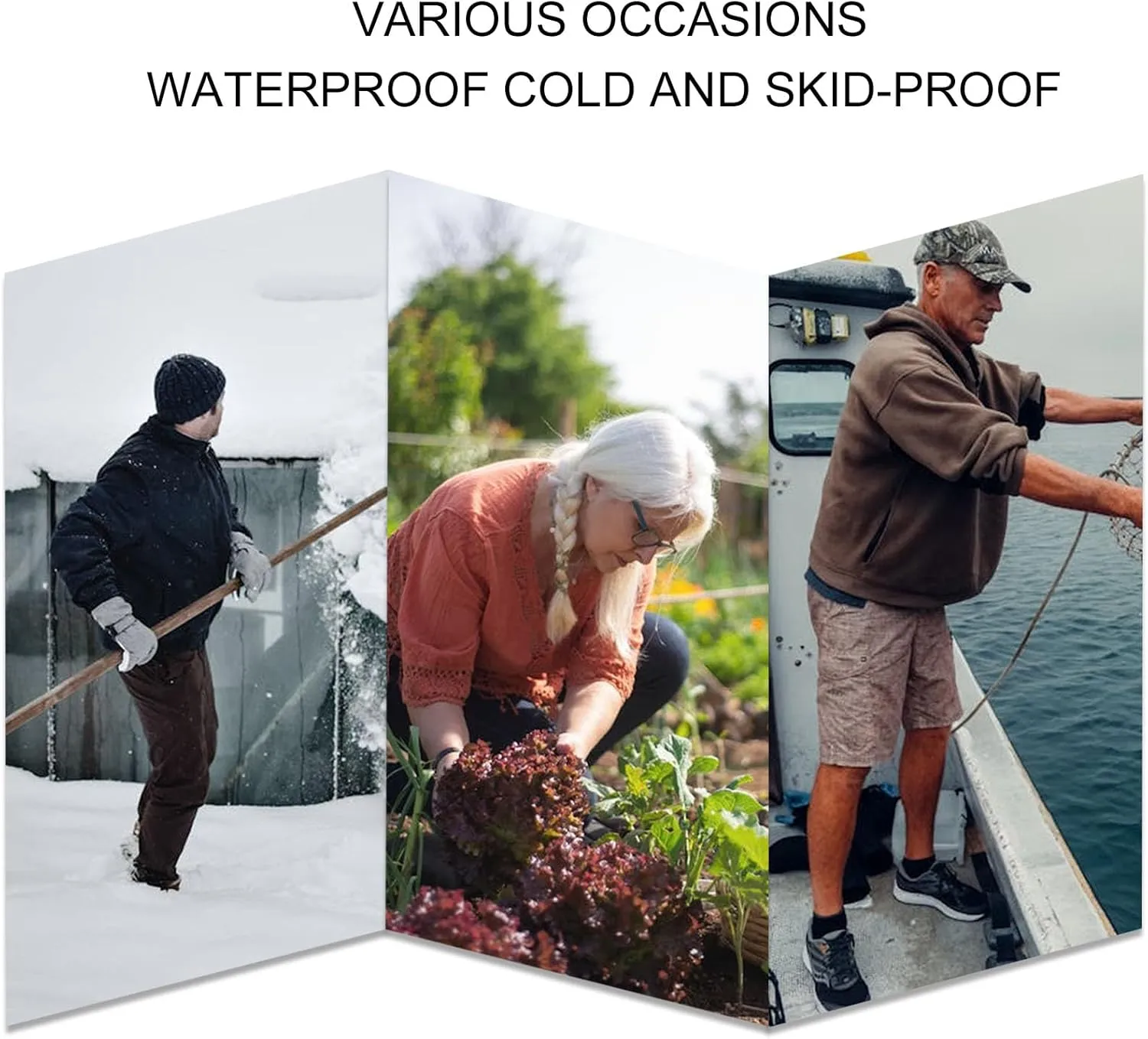 Detachable Fur Lined Rain Boots for Men, Waterproof PVC Mens Rain Boots for Garden Fishing Outdoor Work Mud Boots