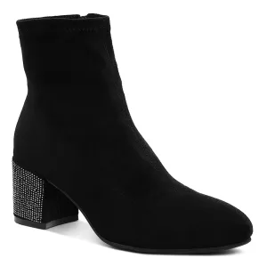 Embellished Rhinestones Block Heel Boots