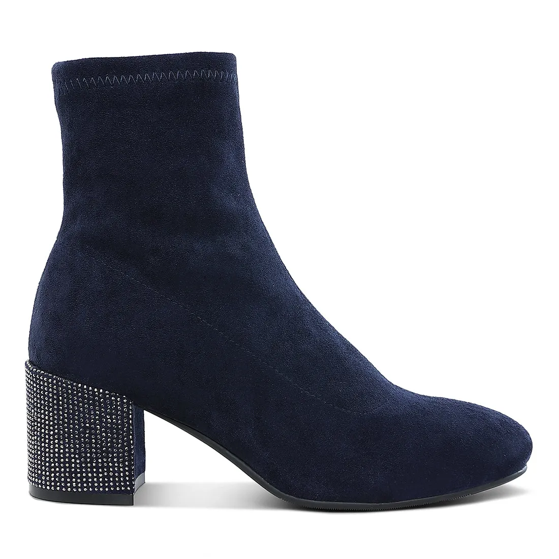 Embellished Rhinestones Block Heel Boots