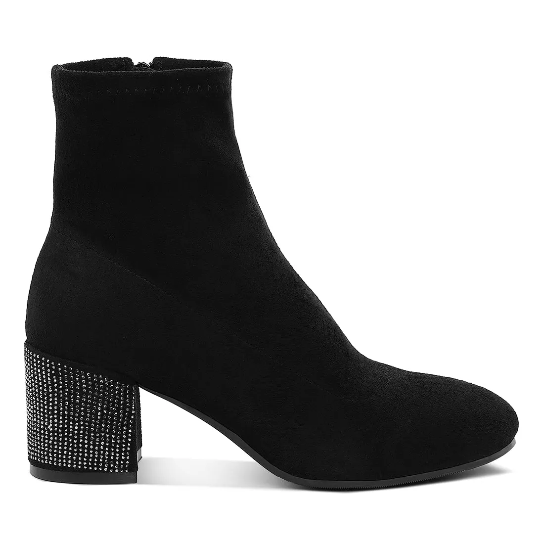 Embellished Rhinestones Block Heel Boots