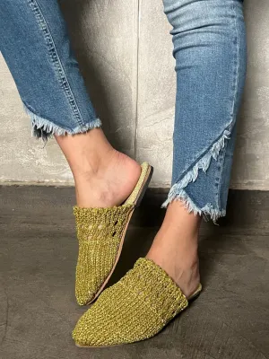 Gold Woven Sparkle Mule
