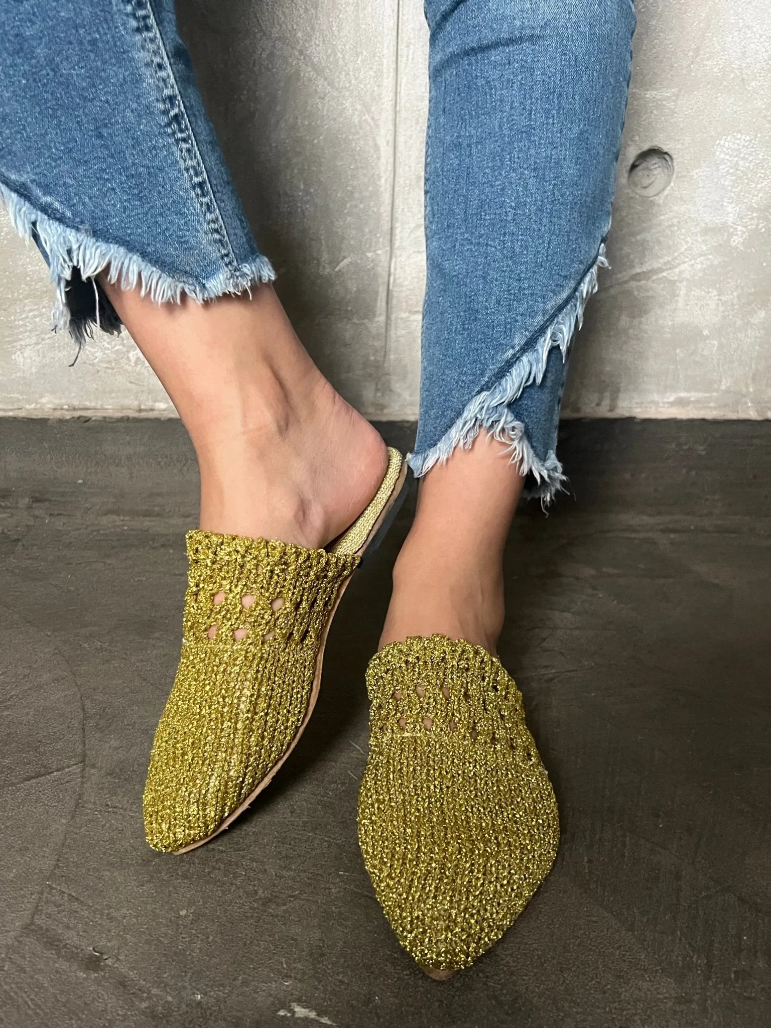 Gold Woven Sparkle Mule