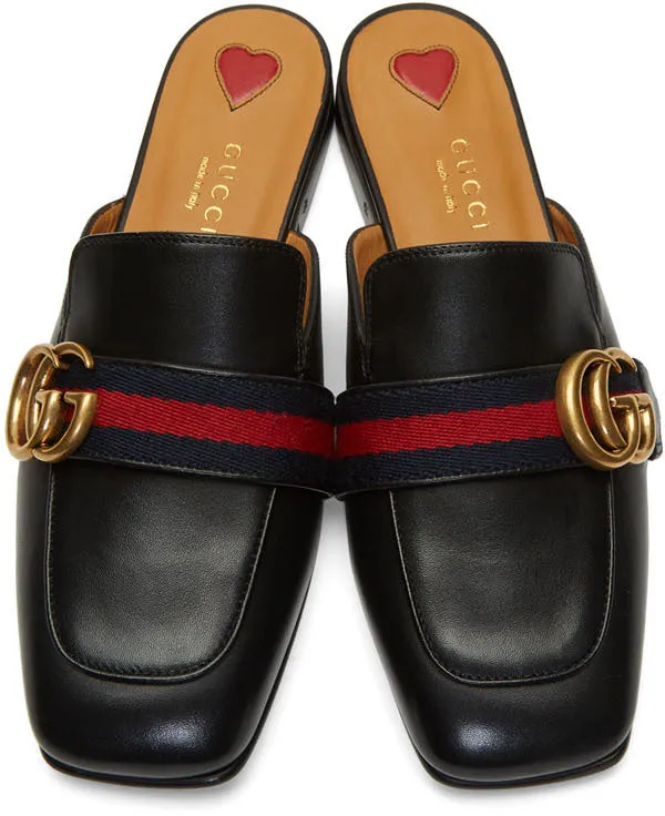Gucci Black Peyton Slippers