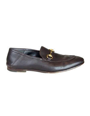 GUCCI Horsebit Accent Leather Dress Loafers