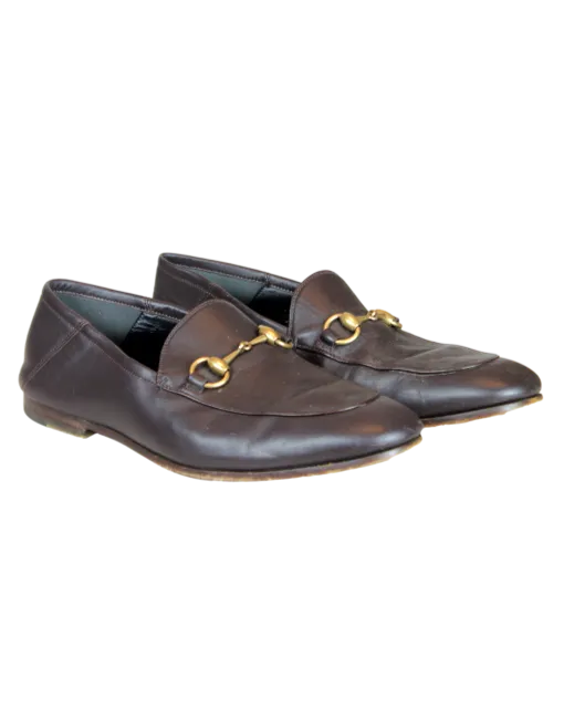 GUCCI Horsebit Accent Leather Dress Loafers