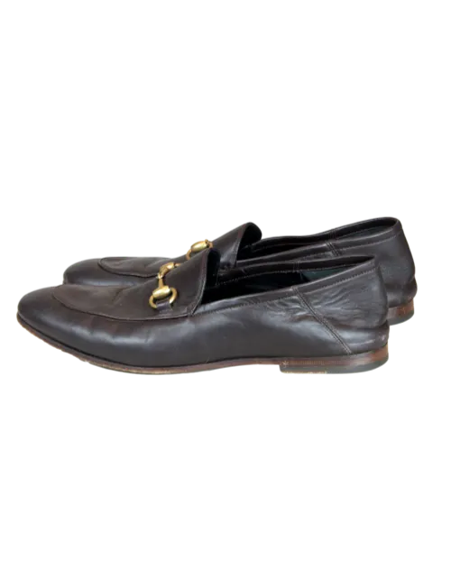 GUCCI Horsebit Accent Leather Dress Loafers