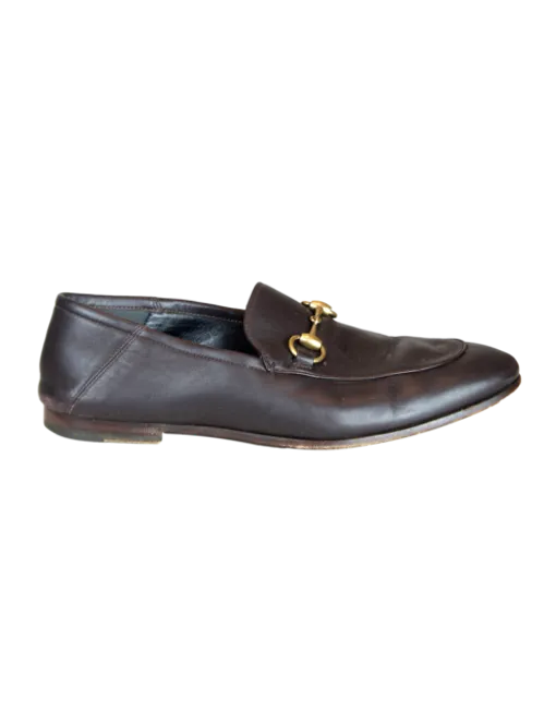 GUCCI Horsebit Accent Leather Dress Loafers