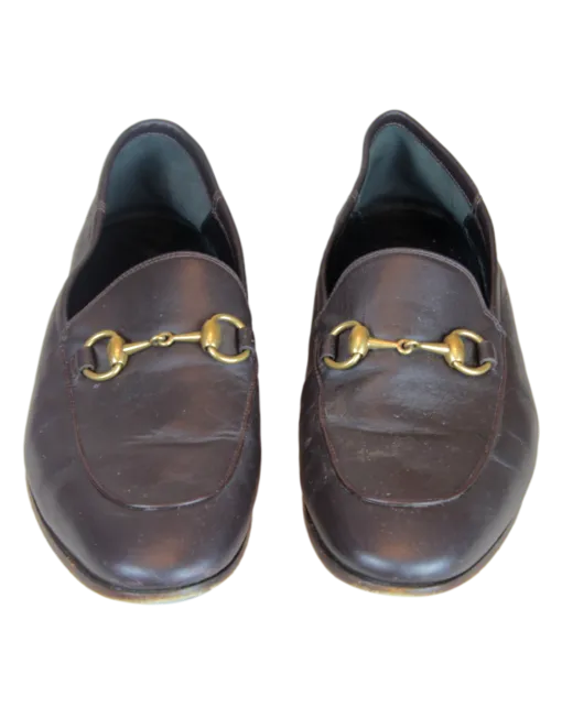 GUCCI Horsebit Accent Leather Dress Loafers