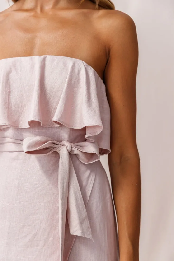 Hamilton Bandeau Ruffle Midi Dress Blush