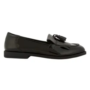 Handmade Custom Black Patent Leather Women Moccassion
