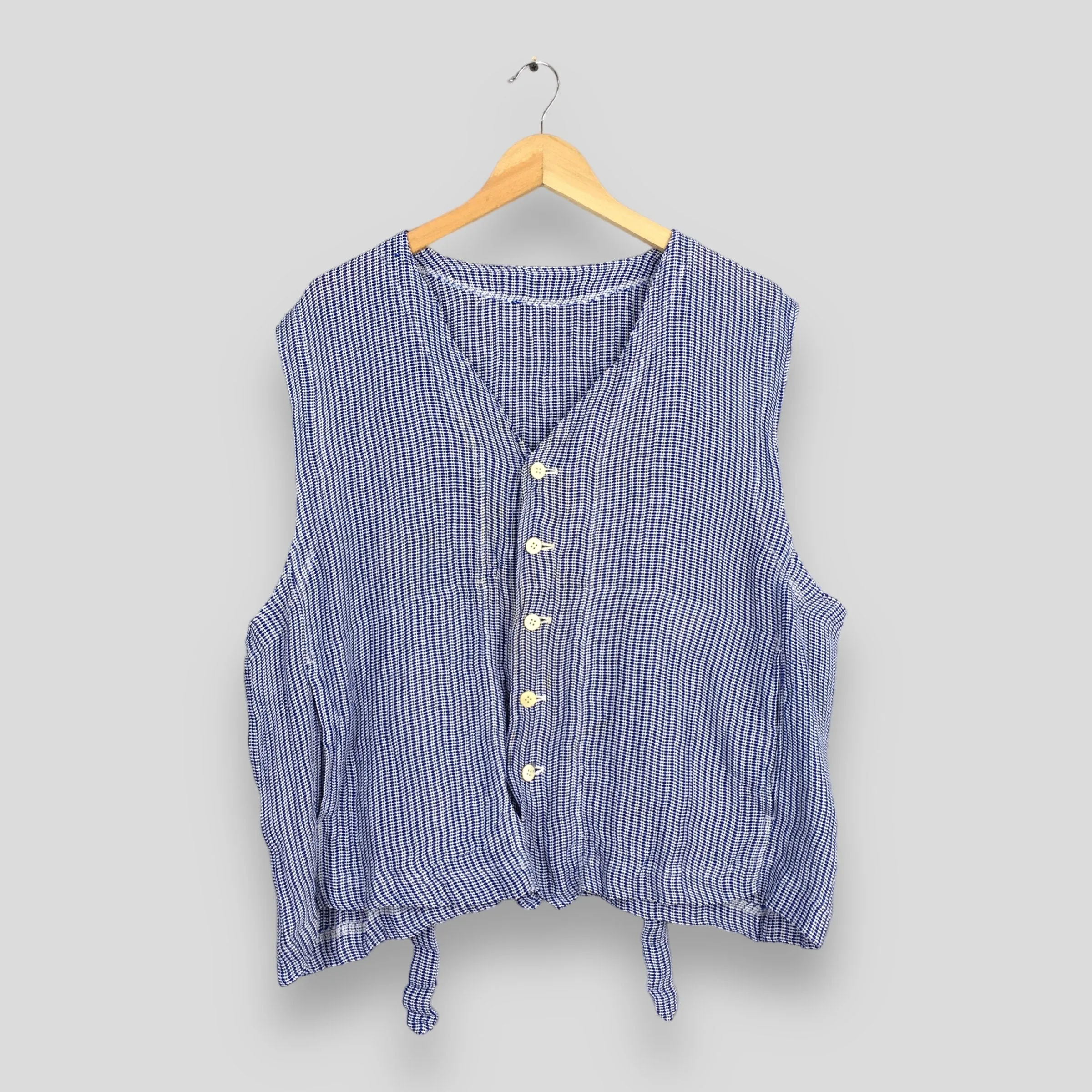 Issey Miyake Men Stripes Sleeveless Pleated Jacket Medium