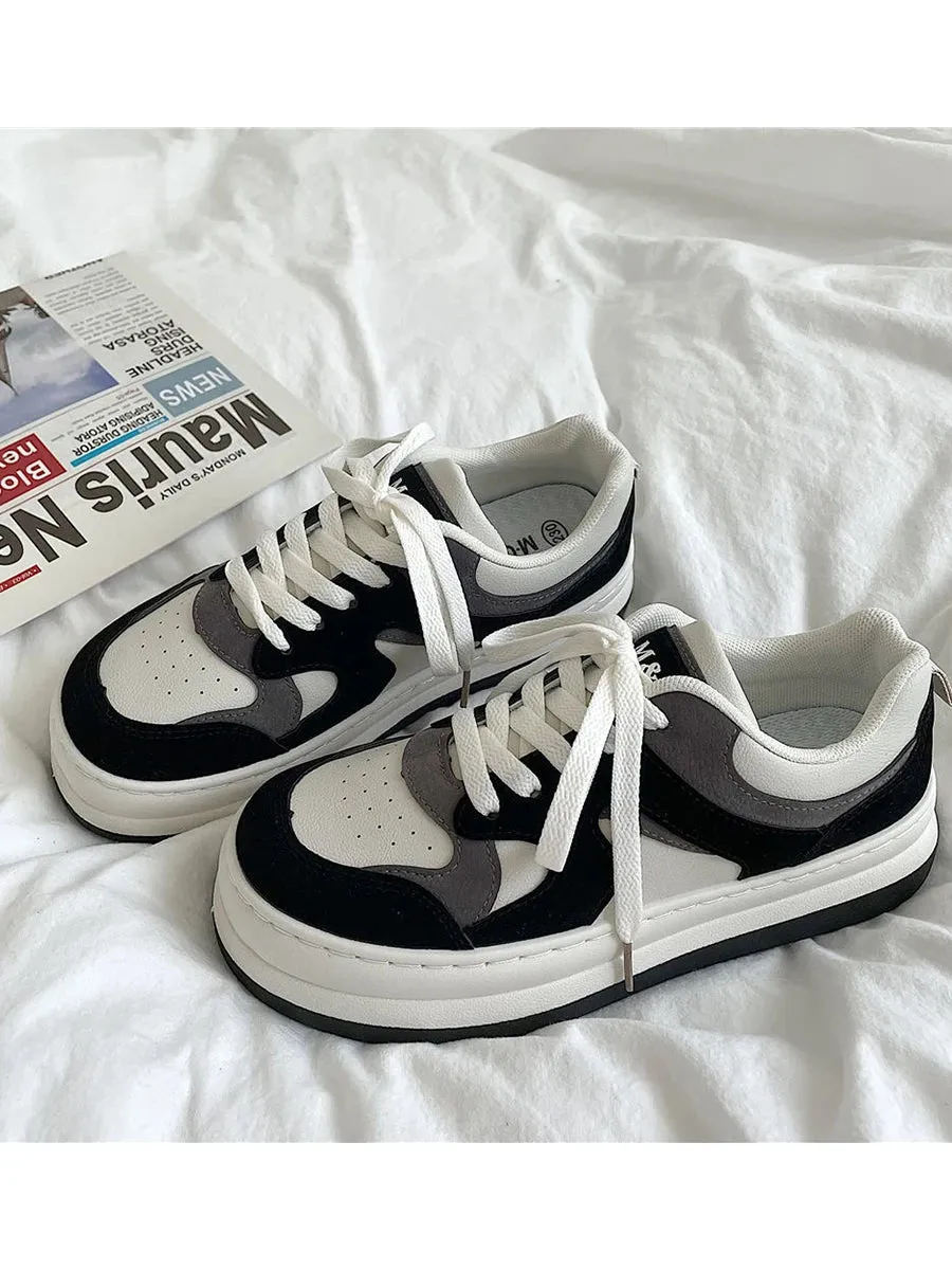JOSKAA Retro color block big toe shoes ins style versatile low top casual sneaker shoes versatile thick soled Student activism shoes