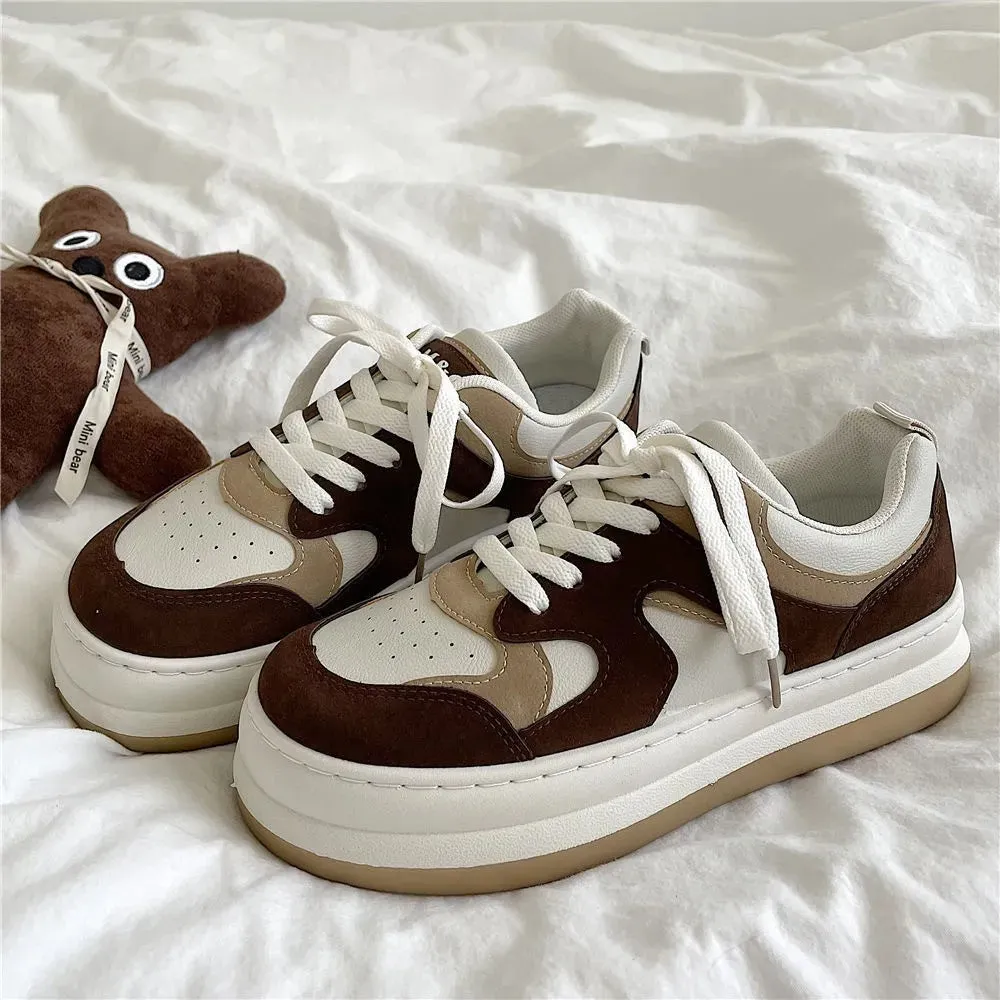 JOSKAA Retro color block big toe shoes ins style versatile low top casual sneaker shoes versatile thick soled Student activism shoes