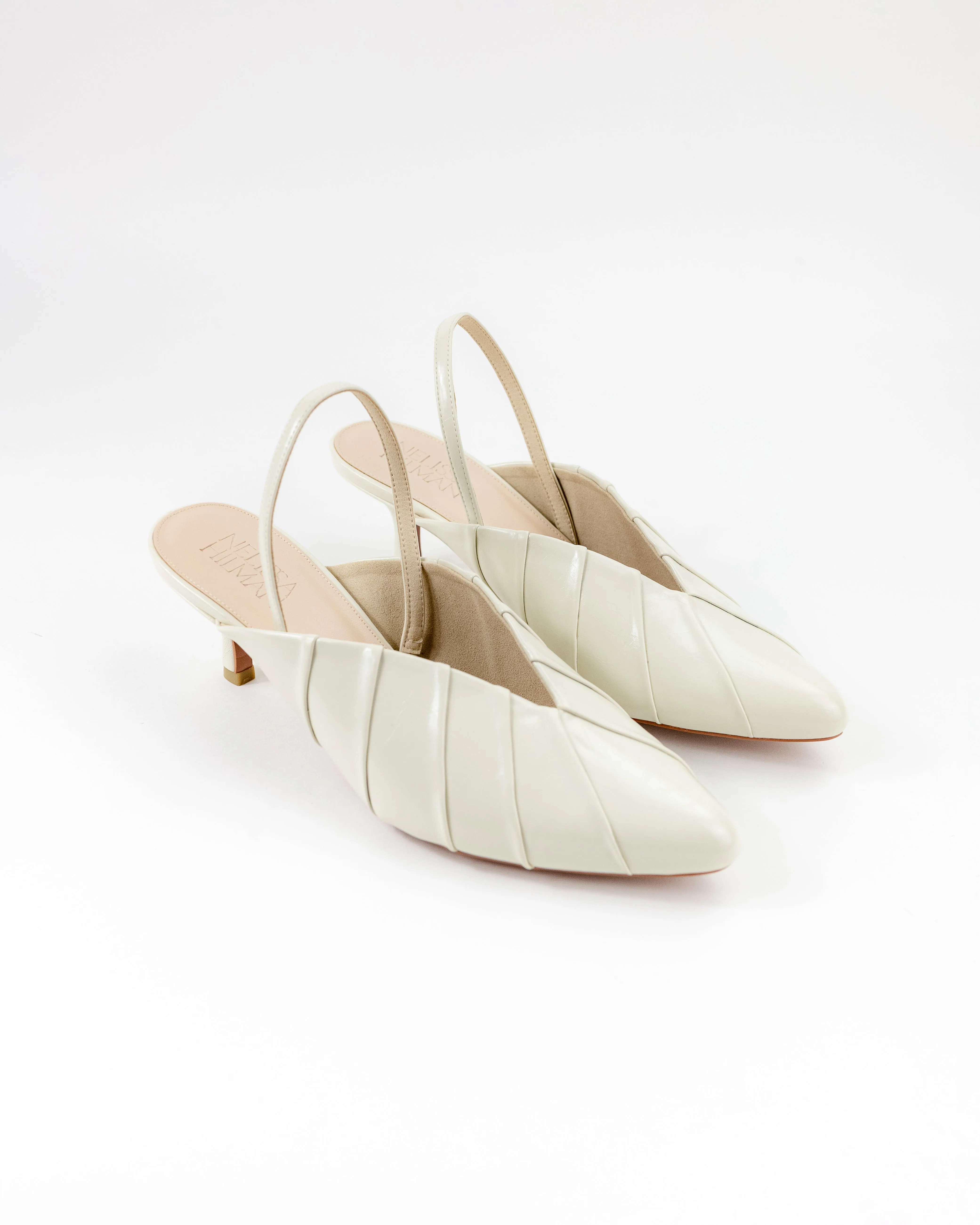 Kesuma Pleated Heel Mules (Off White)