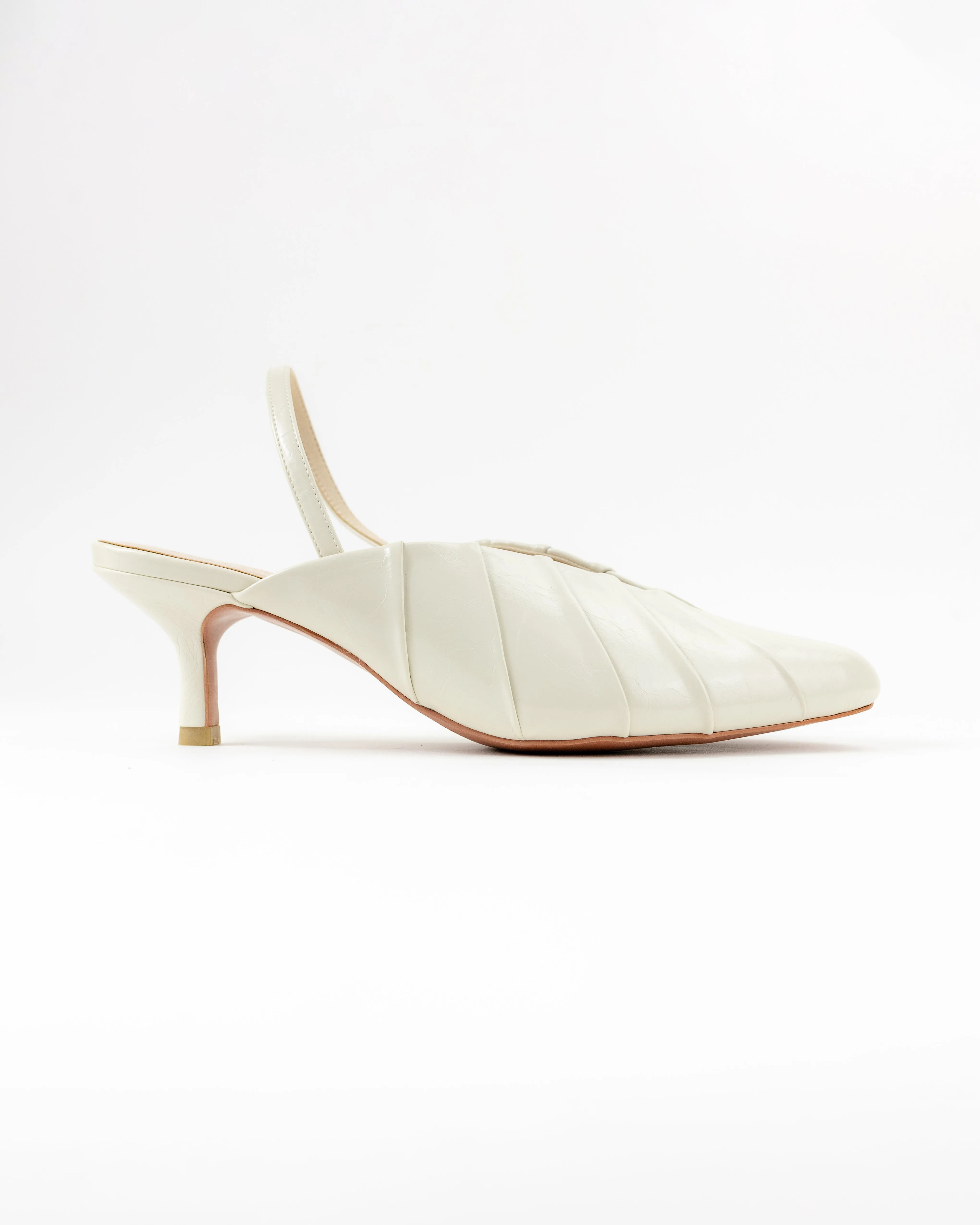 Kesuma Pleated Heel Mules (Off White)