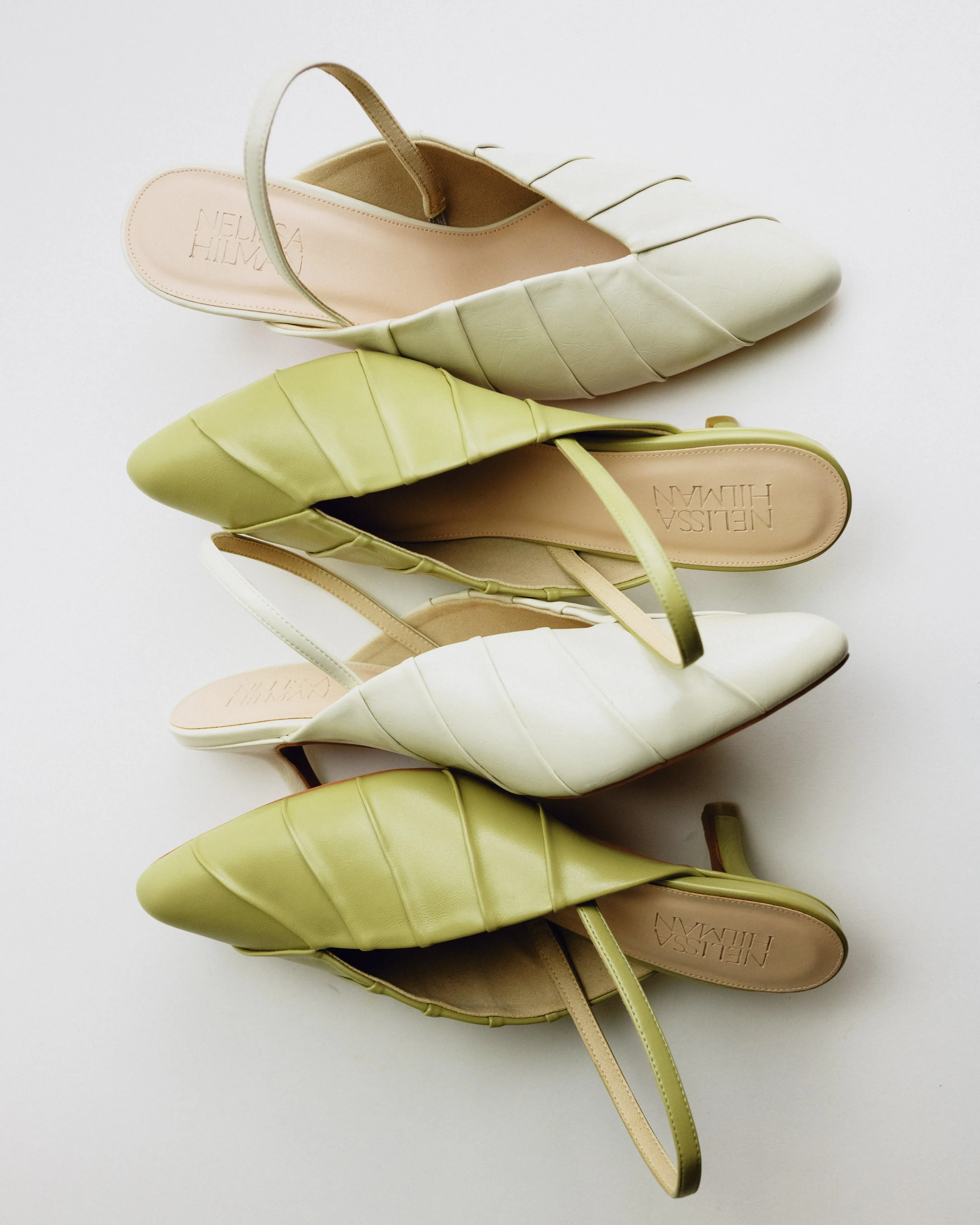 Kesuma Pleated Heel Mules (Off White)