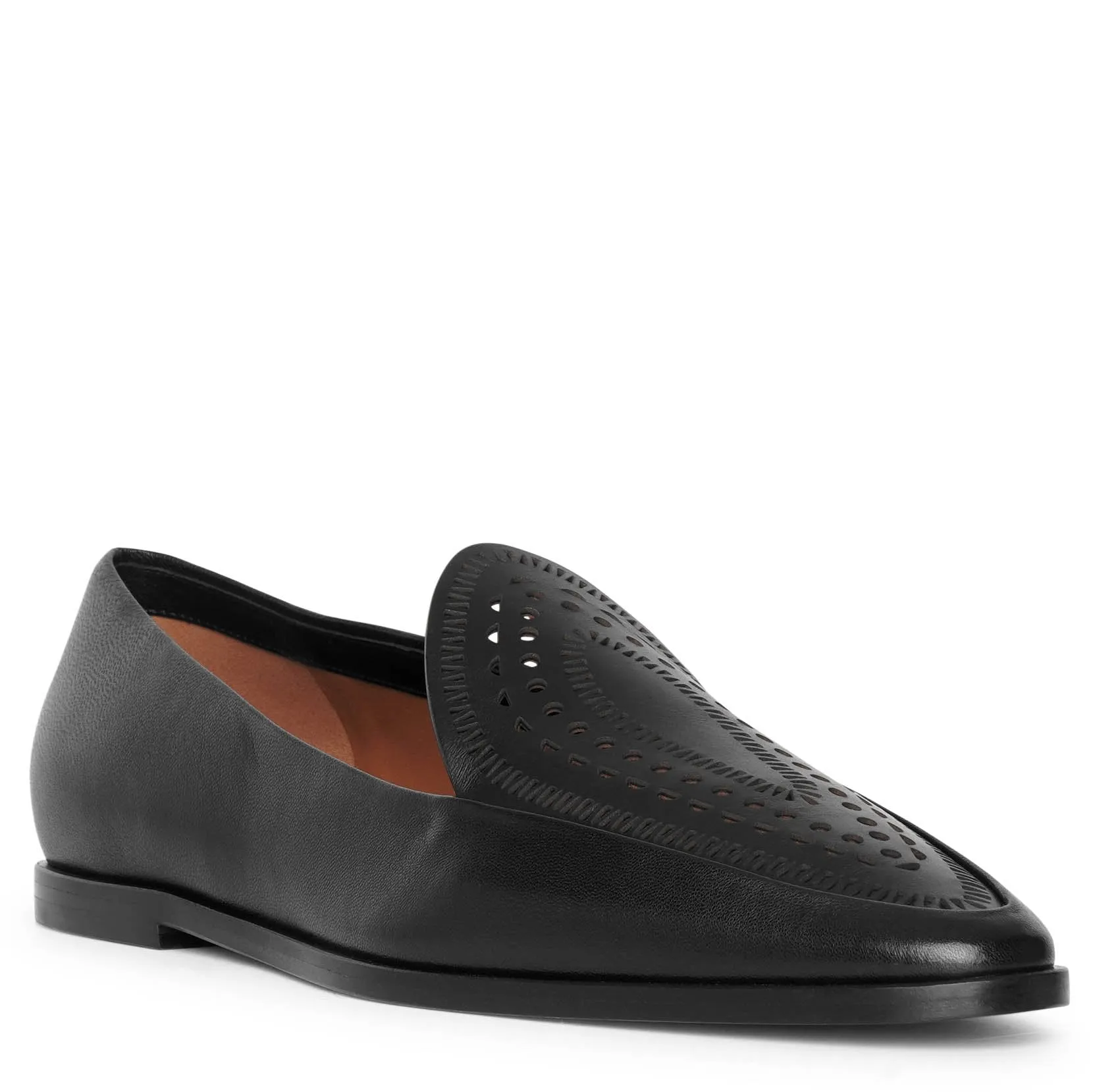 Laser-cut leather loafers