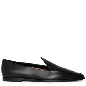 Laser-cut leather loafers