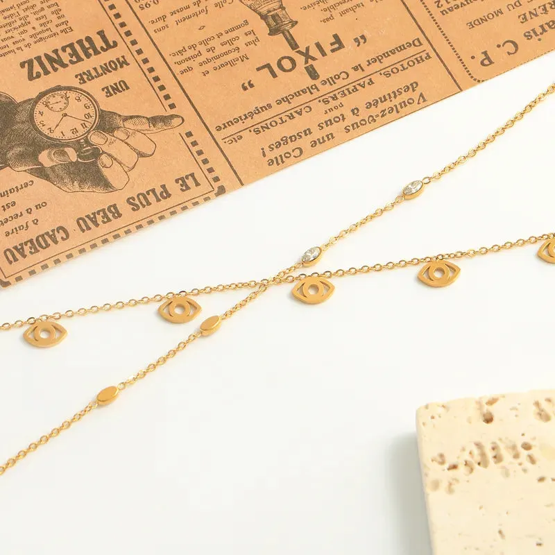 Layered Evil Eye Anklet