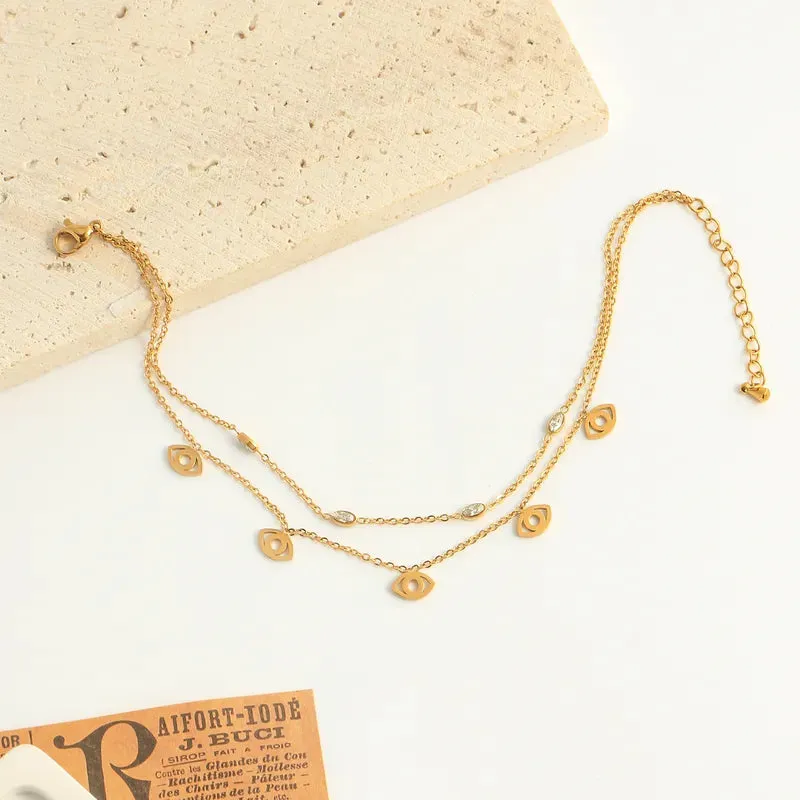 Layered Evil Eye Anklet