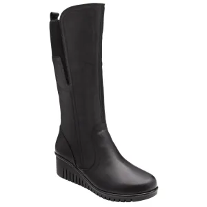 Lotus Fitzgerald Ladies Black Leather Side Zip Mid-Calf Boots