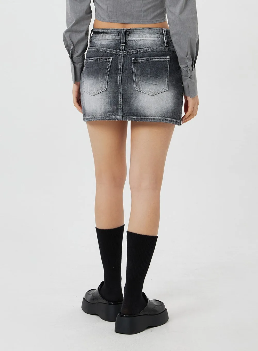 Mid-Rise Denim Mini Skirt CF327