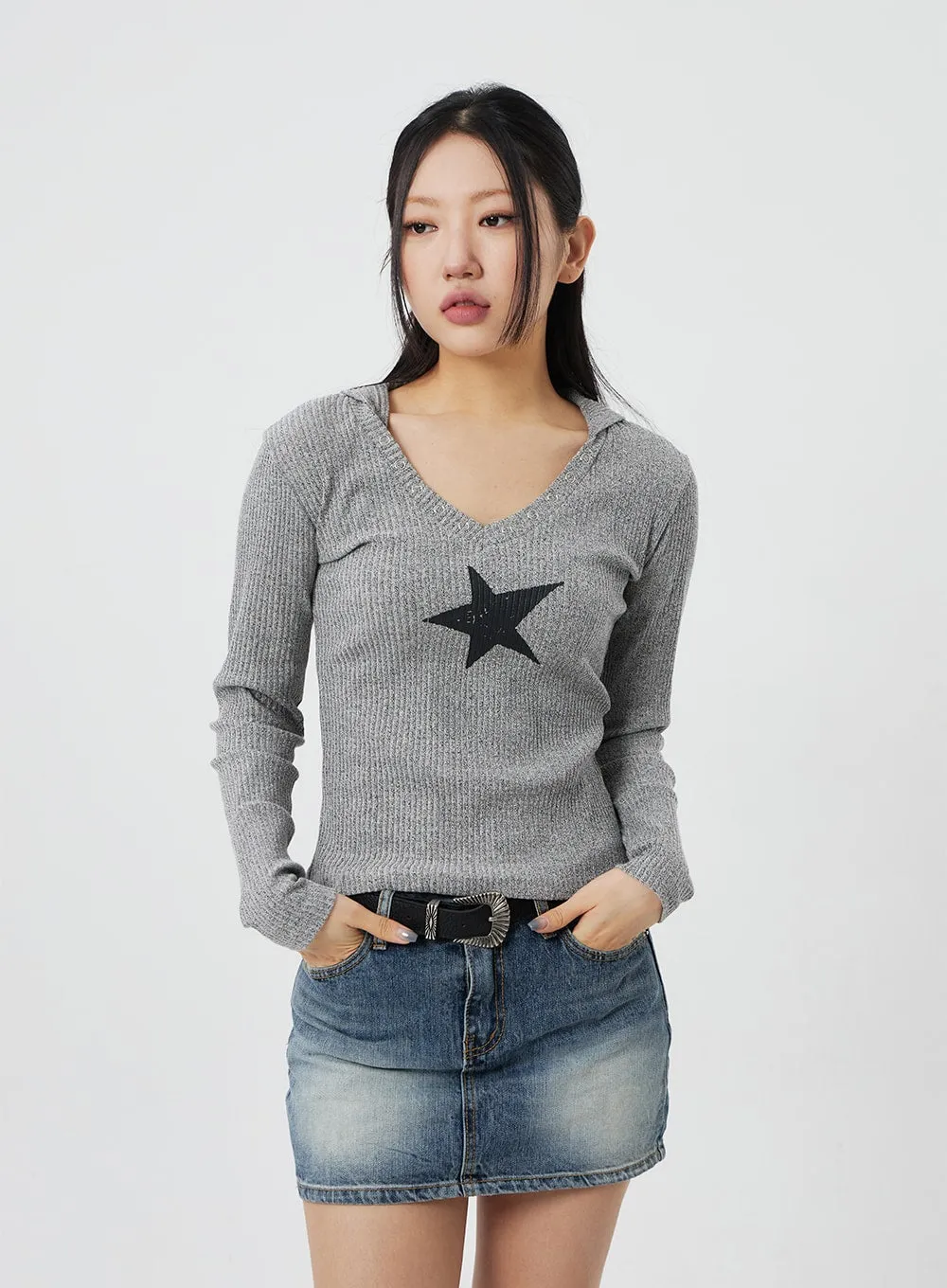 Mid-Rise Denim Mini Skirt CF327