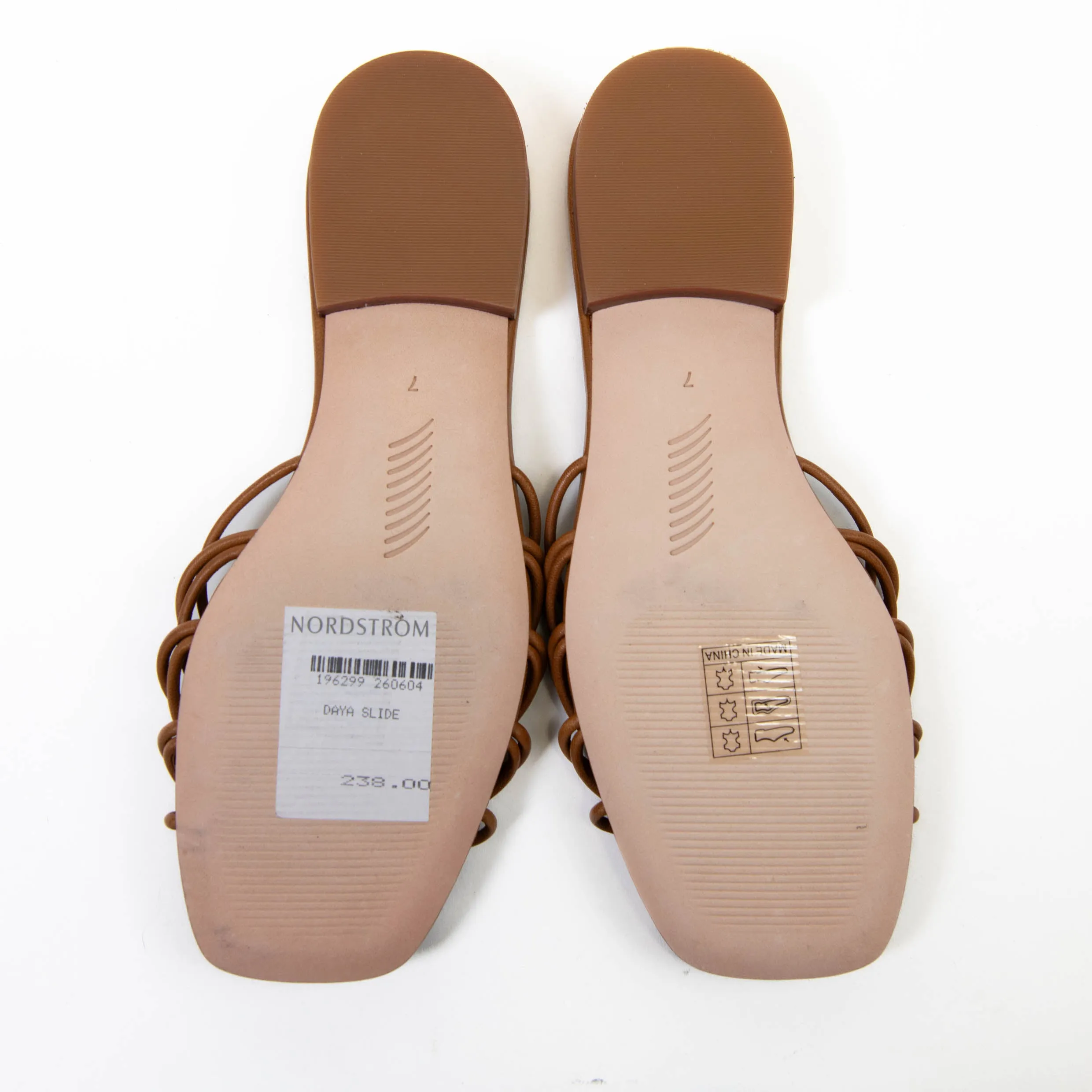 Paige Brown Leather Daya Slide Sandals Size 7