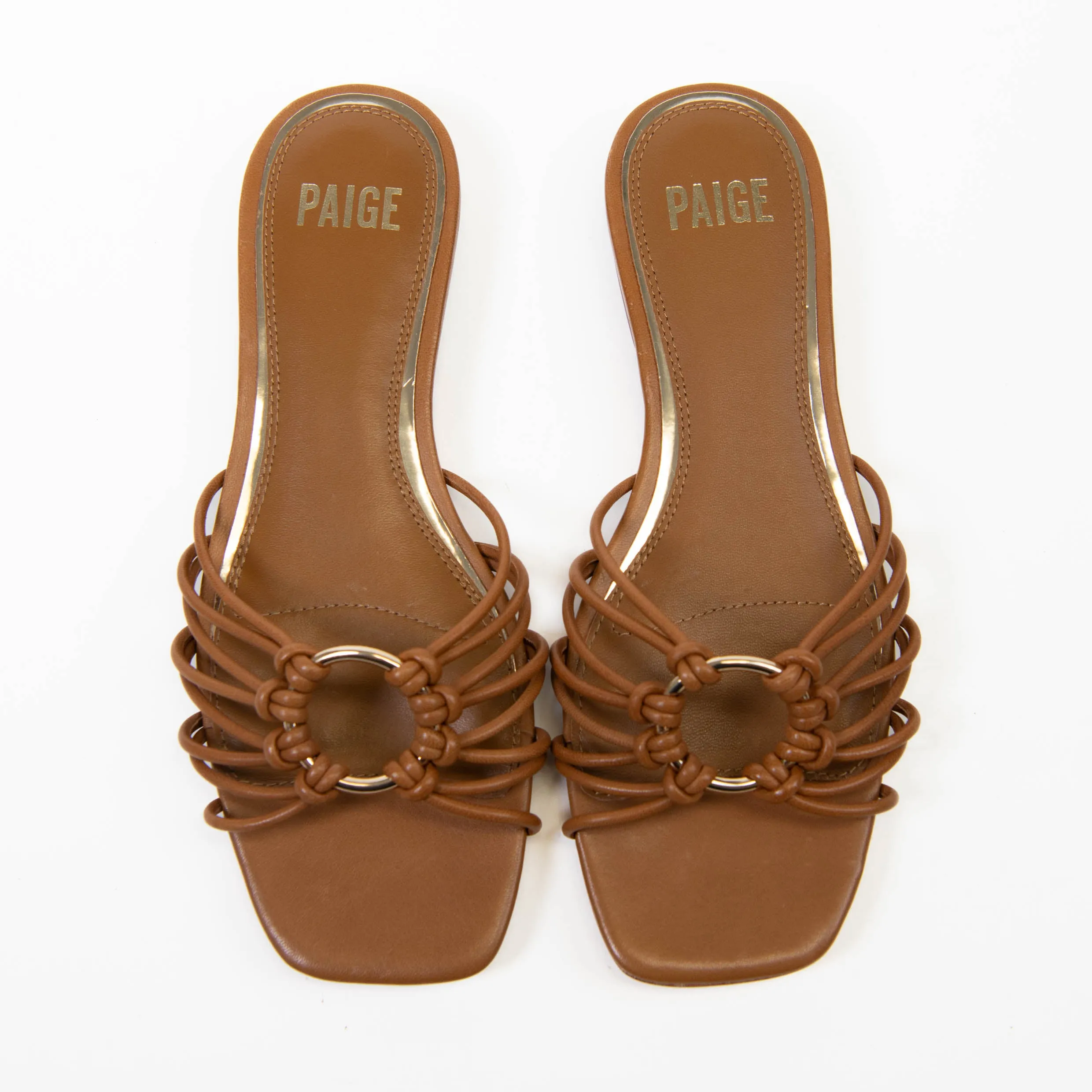 Paige Brown Leather Daya Slide Sandals Size 7