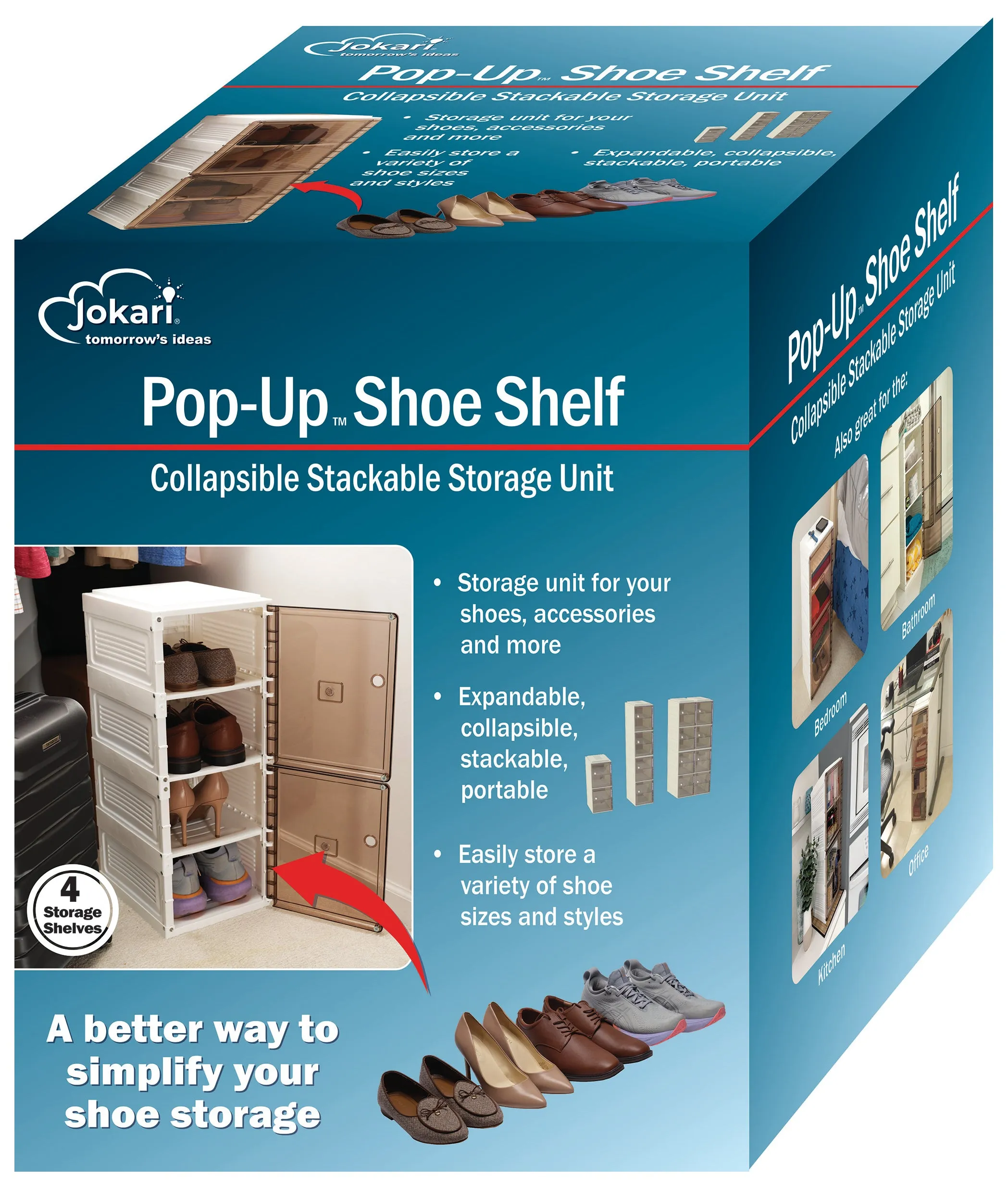 Pop-Up™ Shoe Shelf — Collapsible Stackable Storage Unit